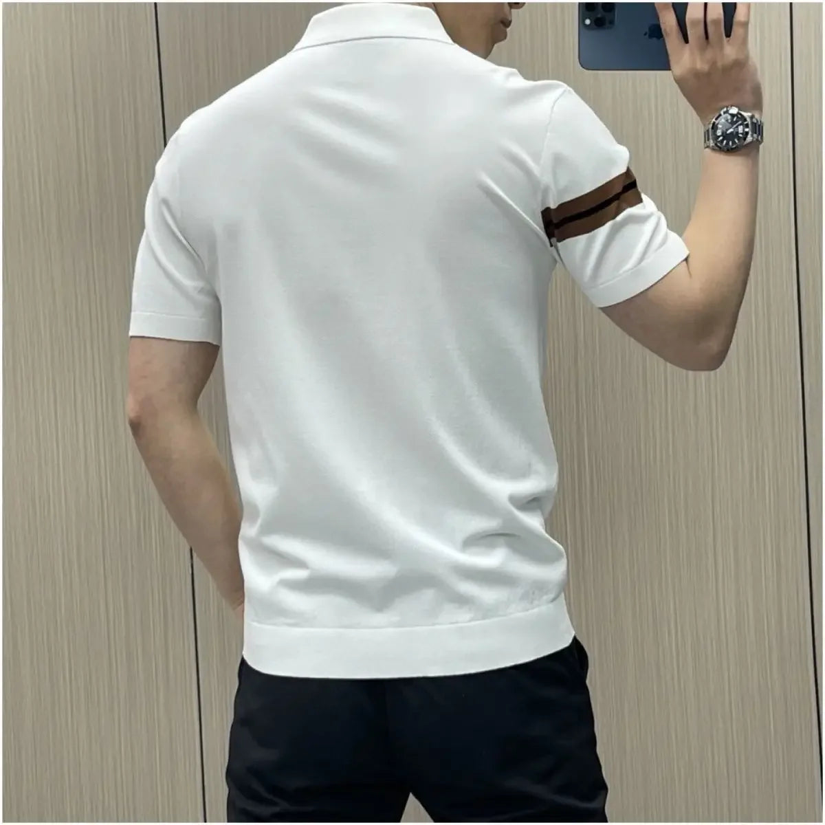 Camisa casual de negocios de lujo ligero para hombre, de manga corta, ajustada, a la moda, con personalidad y alta calidad