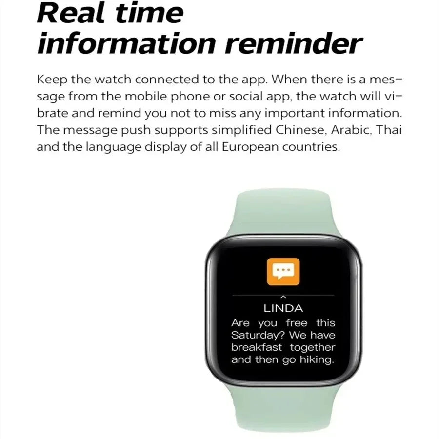 Nuevo Smartwatch para hombres Android IOS Teléfono Pantalla de 1.73" Llamada Bluetooth Monitoreo de oxígeno en sangre y presión arterial Reloj inteligente para mujeres