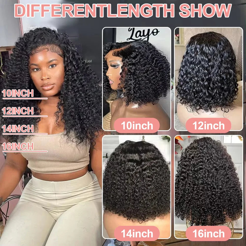 Deep Wave Frontal Wig 13x6 HD Lace Frontal Wig Curly Short Bob Wig Human Hair 13x4 7x5 Glueless Wig Human Hair Ready To Wear Go