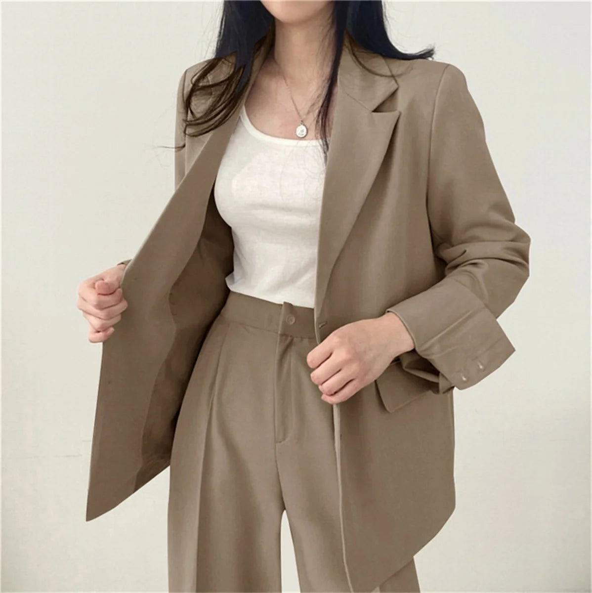 Women’s Elegant Blazer & Wide-Leg Pants Set – Office & Business Wear