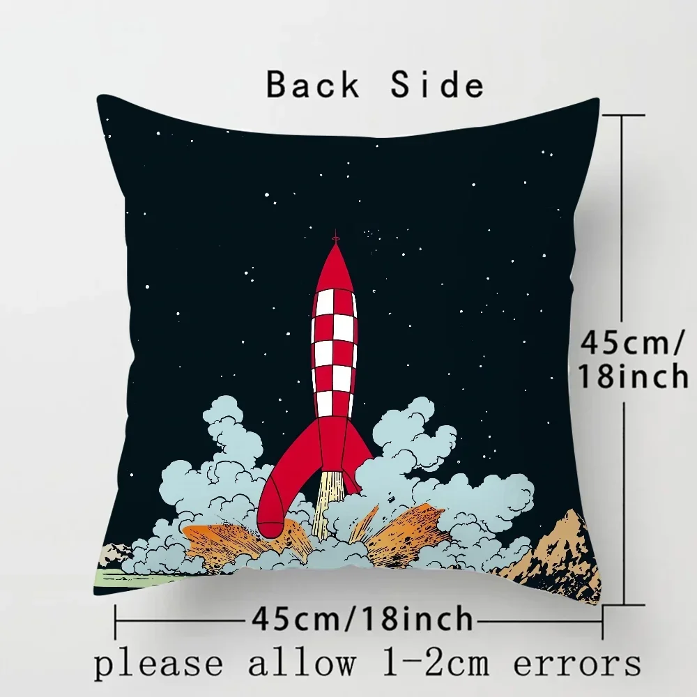 Funda de cojín para sofá 45*45 Funda de cojín Tintín 45x45 Funda de almohada decorativa 40x40 Cojines para sala de estar