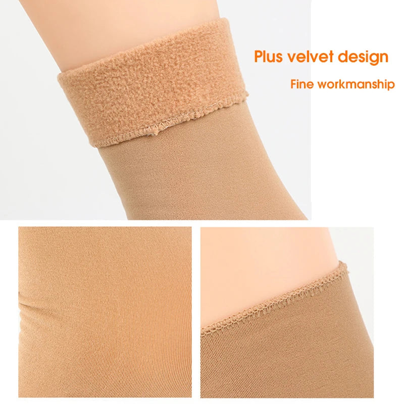 Snøsokker Midtre rør Ensfarget vinter Pluss fløyel Tykk hudfarge Holder varme og kalde sokker Komfortable Herre Dame Gulvsokker