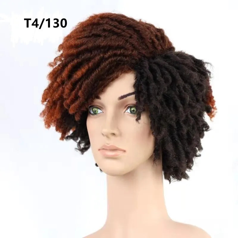 10Inches Braided Wigs Afro Bob Wig Synthetic DreadLock Wigs For Black Woman Short Curly Ends Cosplay Yun Rong Hair