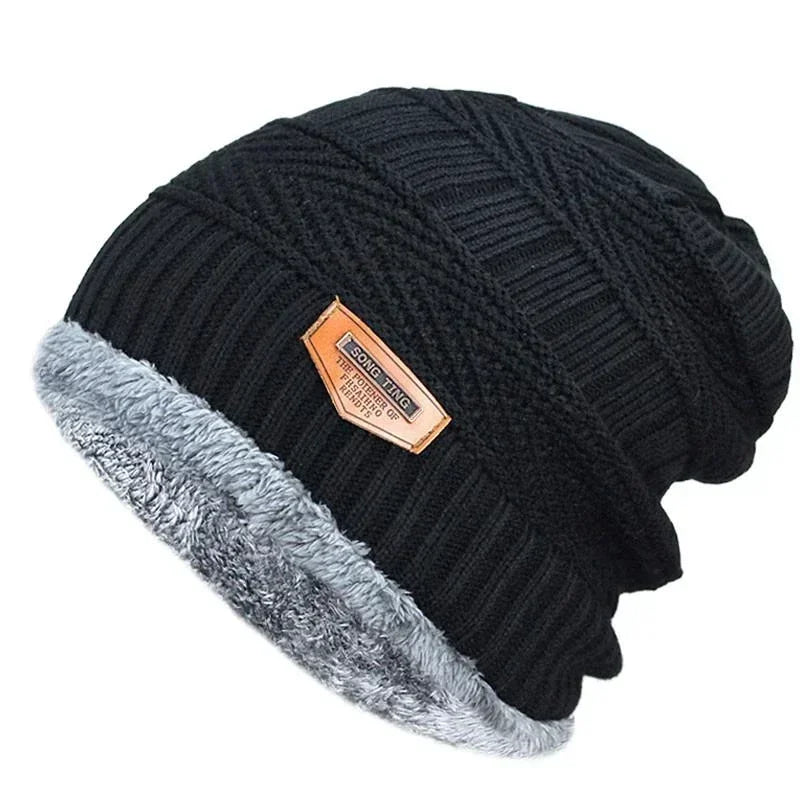 Nouveau bonnet d'hiver unisexe élégant avec doublure en fourrure, bonnet doux et chaud, bonnet épais pour hommes et femmes, bonnet tricoté