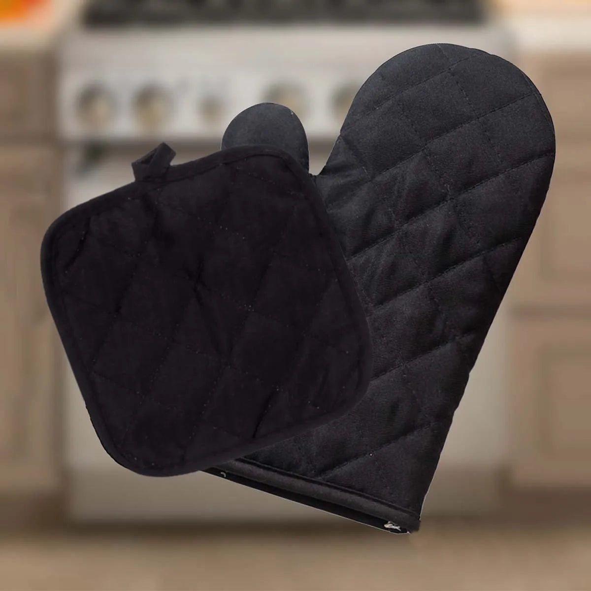 Oven Baking Gloves 2PCS Kitchen Tool Pad and Stove Oven Mitts Microwave Gloves Household Thickened Gloves Oven