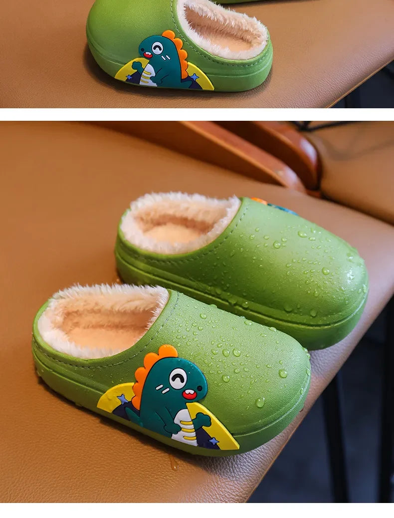 Winter Kids Shoes Cartoon Cute Slippers Warm Waterproof Non-slip Girl Home Indoors Slippers Boy Baby Parent-Child Cotton Shoes