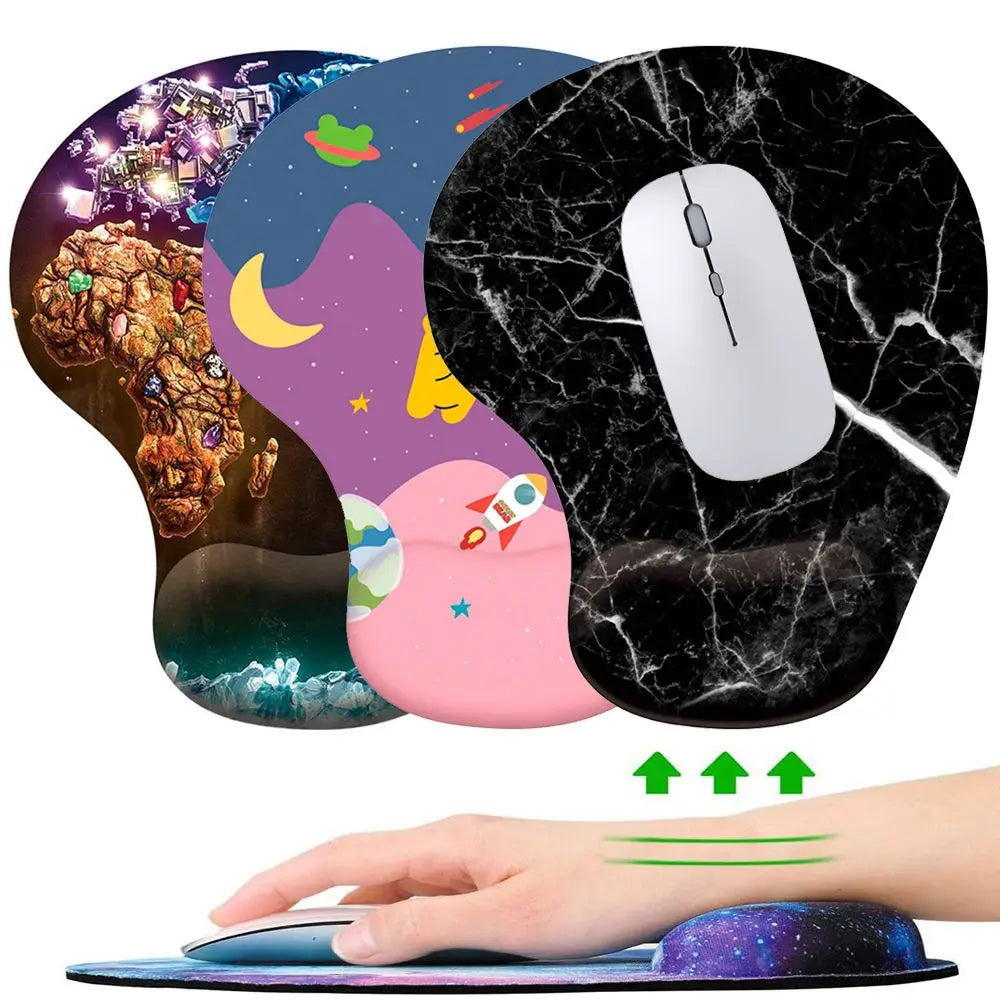Alfombrilla de ratón de silicona con reposamuñecas, soporte ergonómico para la mano, alfombrilla antideslizante para ratones de juego, alfombrilla suave para ordenador de escritorio o portátil