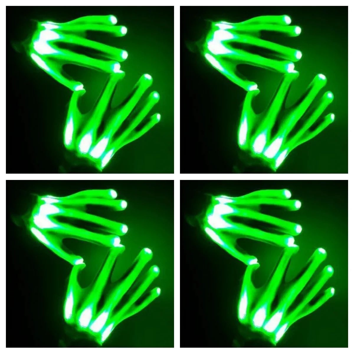 Guantes LED Neon Guantes Brillantes Fiesta de Halloween Accesorios de Luz Guantes Luminosos Parpadeantes de Calavera Suministros para Disfraces de Escenario