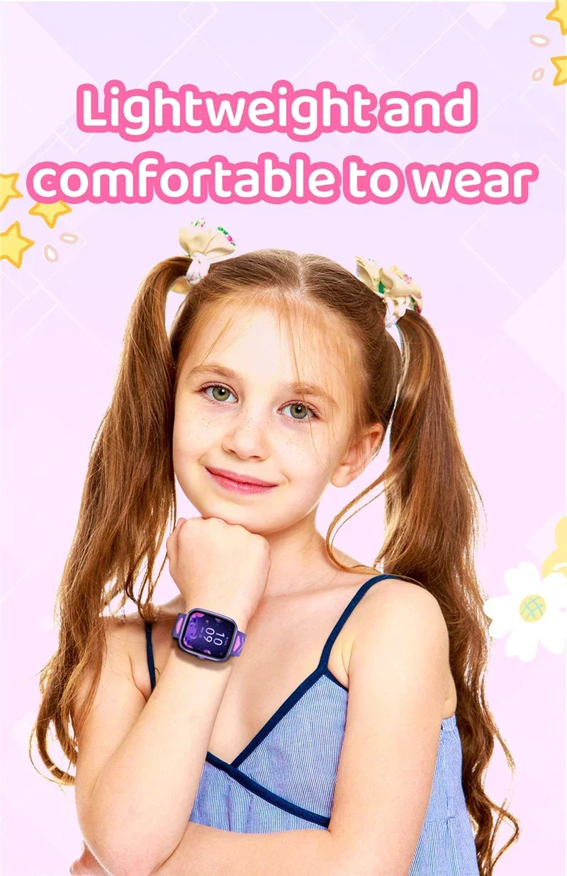 Montre connectée pour enfants, écran tactile HD, fréquence cardiaque, jeux, musique, cadeau pour garçons et filles, pour iOS et Android