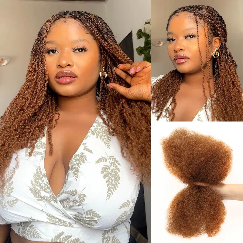 Cabello humano Afro Kinky asequible a granel para rastas Calidad Kinkys Cabello para reparación de rastas, trenzas retorcidas a granel para extensiones
