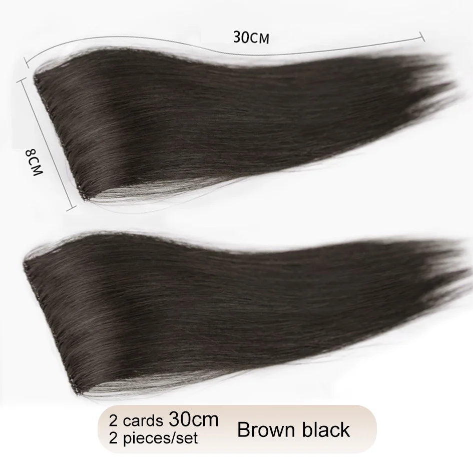 Extensiones de pelo sintético de 2 piezas/juego, extensiones de pelo, aberturas y piezas de repuesto para la parte superior, artefacto de reemplazo