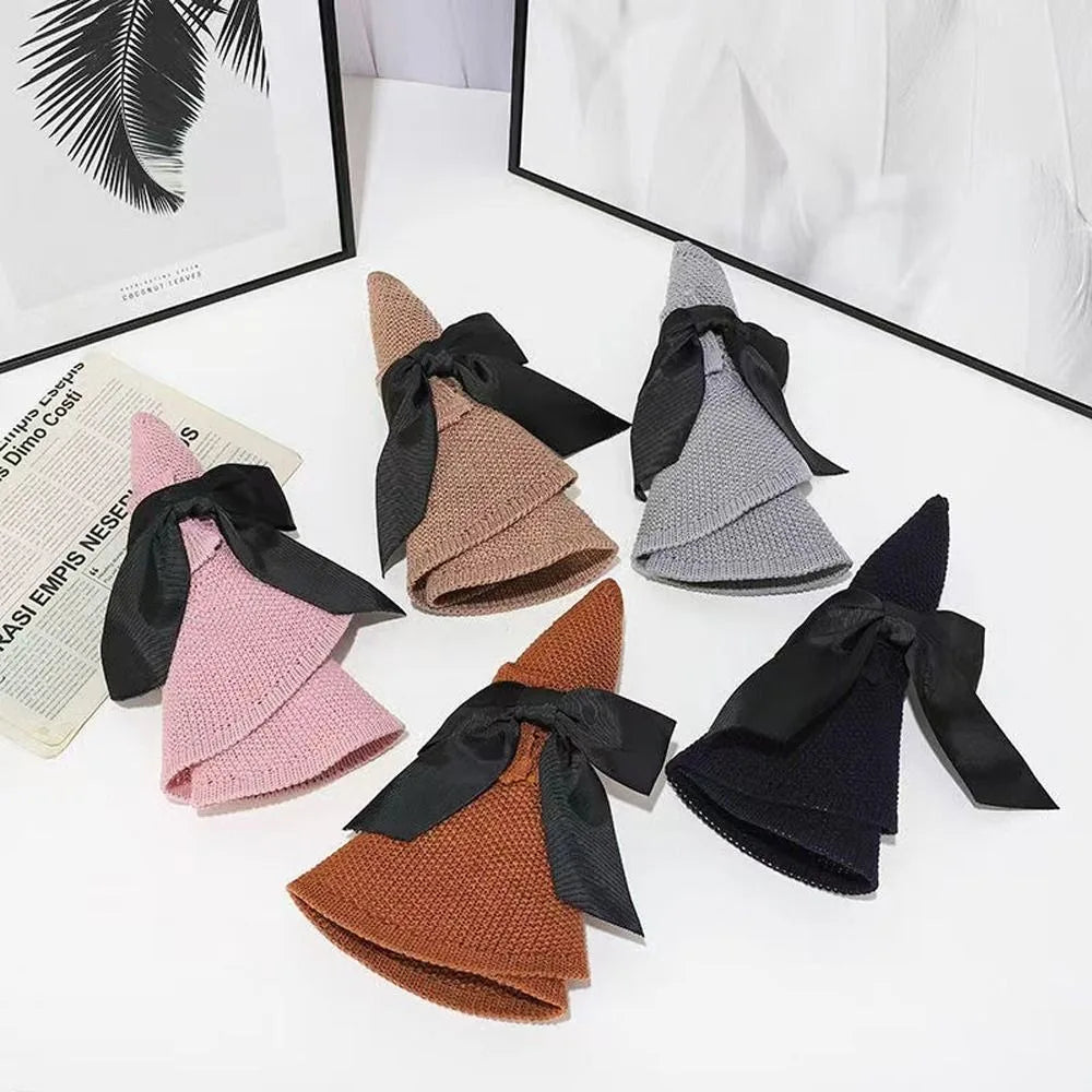 Fashion Hollow Bow Sun Hat Summer Supply Wide Brim Women Ponytail Beach Cap UV Protection Crochet Women's Hat Caps