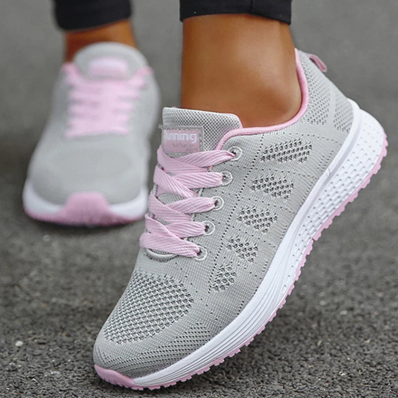 Mote Damesneaker Nettingstoff Netting Pustende Sneakers Dame Fritidssko Snøring Damesneakers Tenis Feminino