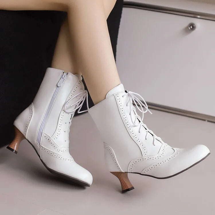 Botines de Moda Nuevos para Mujer Botines Cortos de Cuero de Alta Calidad para Mujer Zapatos Ligeros de Tacón Alto para Mujer Botas de Mujer
