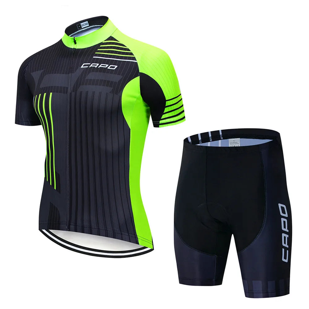 Ropa de Ciclismo Hombre Verano 2025 CAPO Ropa de Hombre Maillot de Ciclismo Bicicleta MTB Deporte Camiseta Profesional Culotte con Tirantes Traje