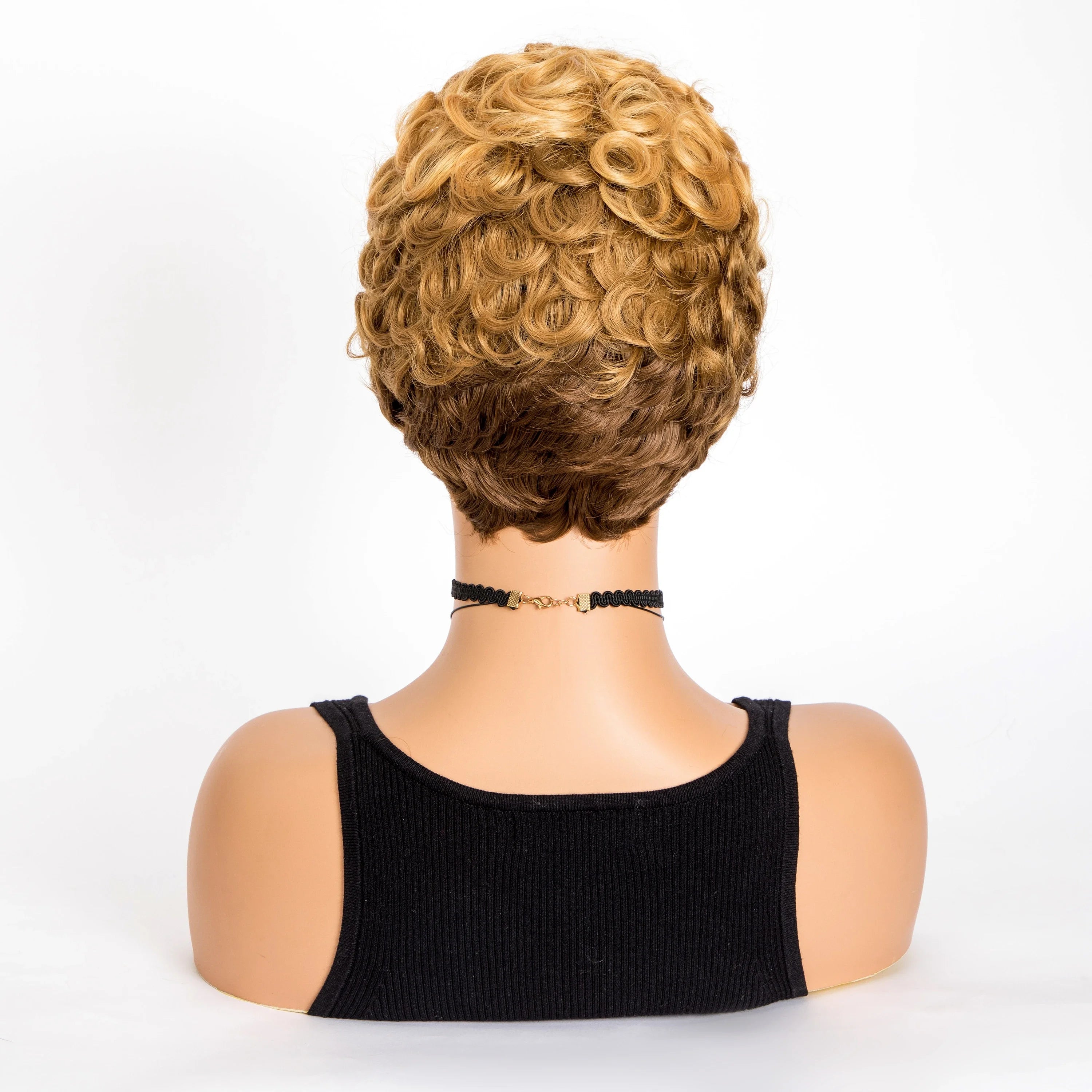 Brazilian Human Hair Wigs Short Afro Curly Wave Machine Made Kinky Curly Wig For Women Pixie Cut Wig Honey Blond Water Deep Wave
