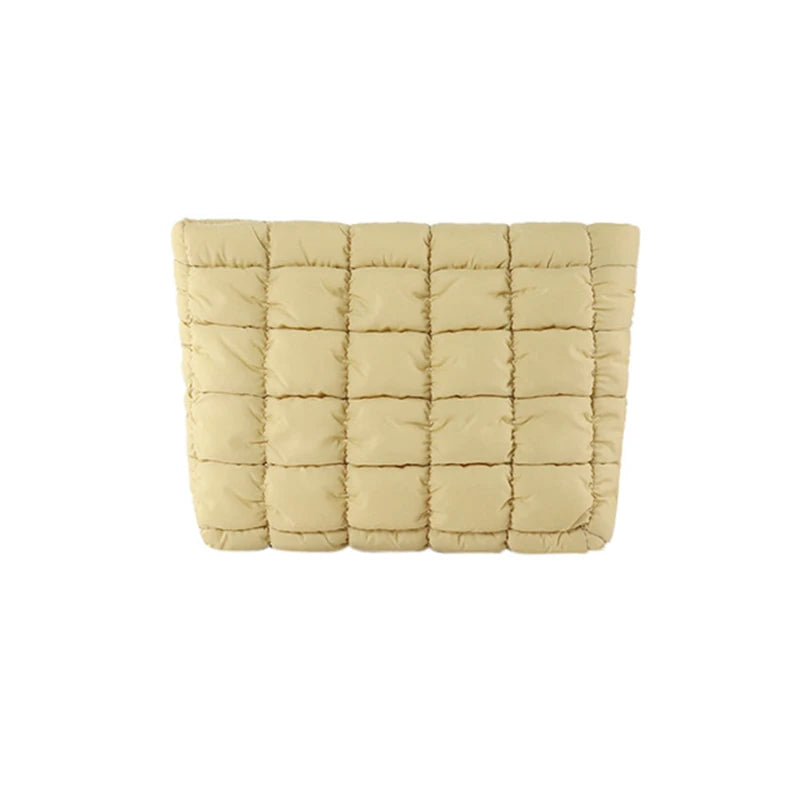 Neceser acolchado para mujer, bolsa de almacenamiento de maquillaje acolchada, neceser hinchable, bolsa organizadora de cosméticos grande, bolso de mano, estuche de belleza
