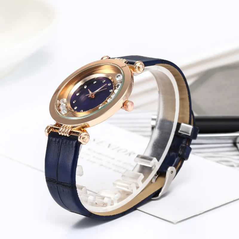 Relojes para mujer, lujo femenino, temperamento, reloj de mujer, correa de cuero, reloj de diamantes, reloj analógico de cuarzo, Reloj Mujer, Montre Femme