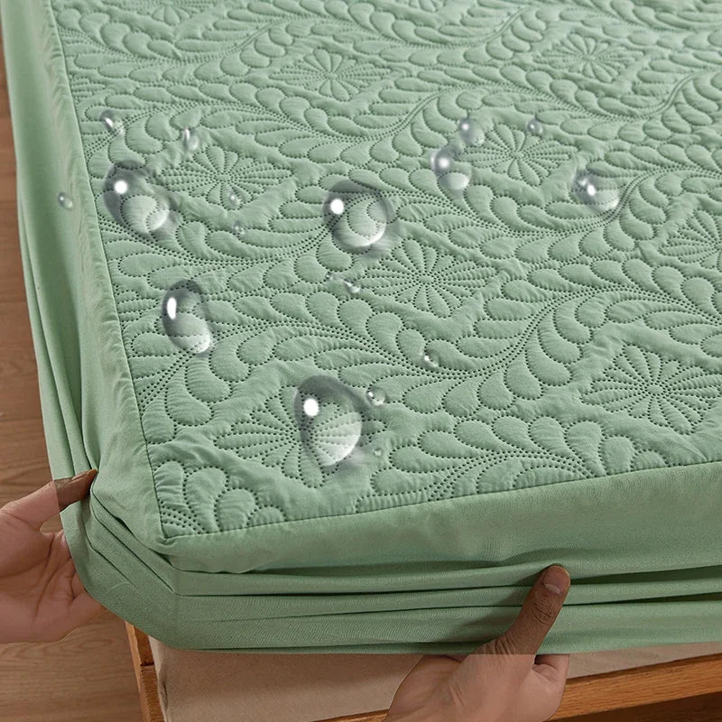 Vattert vanntett madrassbeskyttertrekk elastisk lakenstil dobbeltsengbeskyttelsespute twin queen king 140 160x200cm