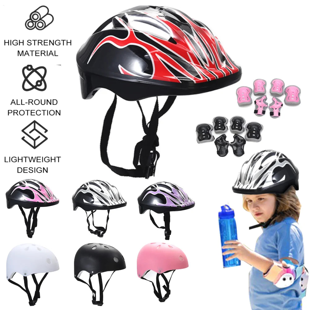 Kids Safety Helmet Knee Elbow Pad Set Toddler Helmet with Protective Gear Set for Bicycle Cycling Skateboard Scooter Skating