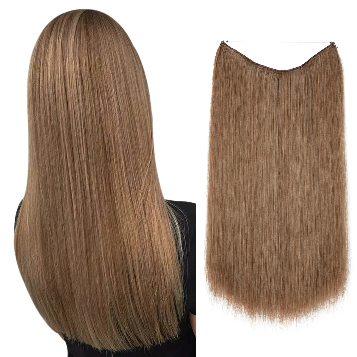 Extensiones de pelo liso con hilo invisible
