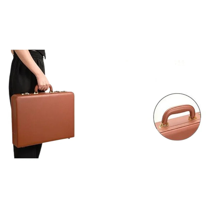 Profesjonell PU-skinn forretningsveske multifunksjonell laptopveske med flere rom, dokumentorganisator for kontoret