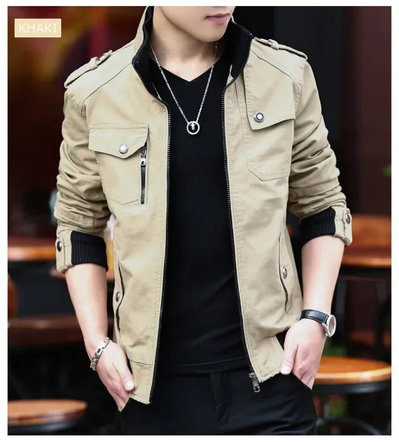 Chaquetas cargo para hombre, nueva moda, chaqueta bomber, ropa masculina, estilo británico sencillo, chaqueta cálida cortavientos y abrigo, chaqueta de béisbol para hombre.