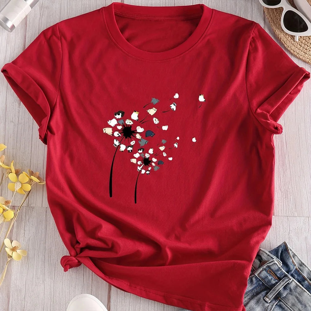 Camiseta floral con bloques de color – Estilo informal y veraniego