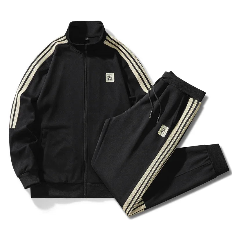 Conjunto de dos piezas de chaqueta y pantalón deportivo casual para hombre joven, transpirable y cómodo para primavera y otoño.