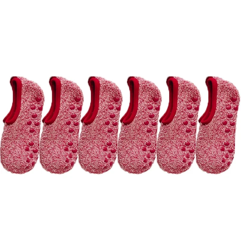 Myke korallfleece sokker kvinner vinter varme tykke plysj Sox hjem gulv sovetøfler silikon sklisikre båtsokker hipster
