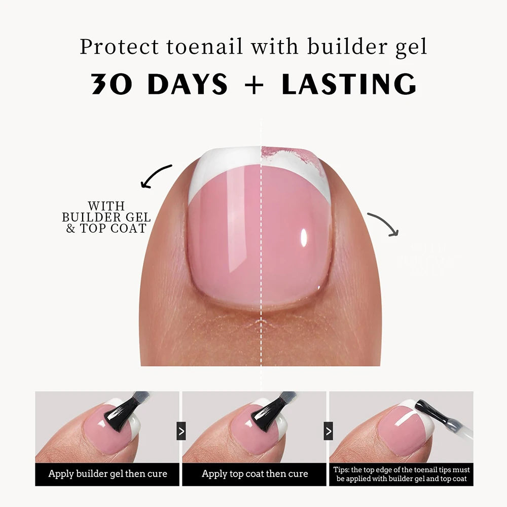 120 uñas postizas francesas para presionar en los pies, uñas postizas cortas cuadradas degradadas en blanco, rosa y nude, puntas de uñas de pie de cobertura completa para bricolaje