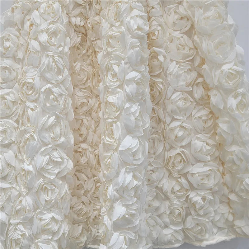 Falda para mujer Verano 2025 Versátil Flor tridimensional Falda a media pantorrilla Cintura alta Gran vuelo Moda Faldas largas estilo A