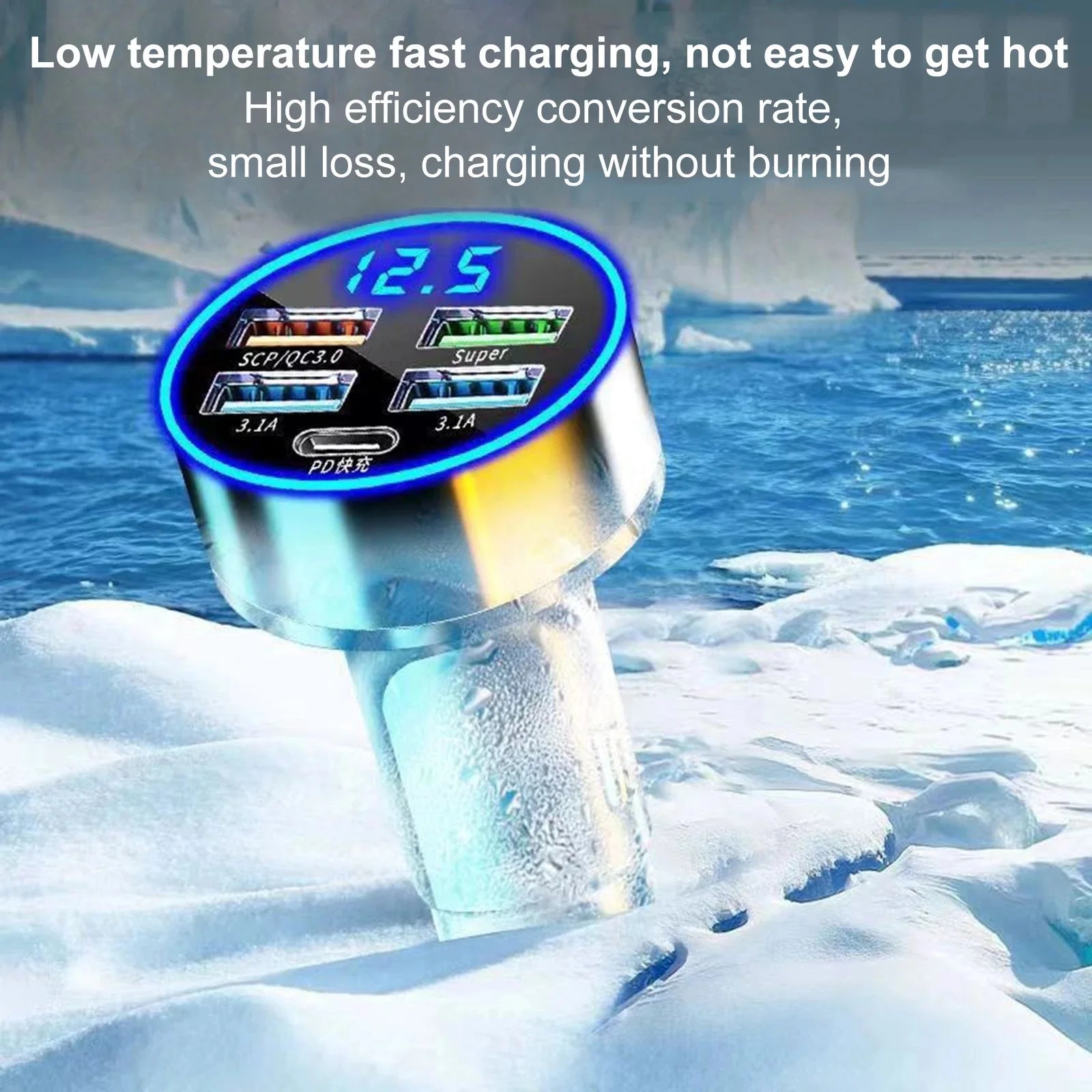 250W 5 Ports LED Car Charger Fast Charging Adapter Type C PD Mini Car Phone Charger For iphone Samsung Huawei Xiaomi