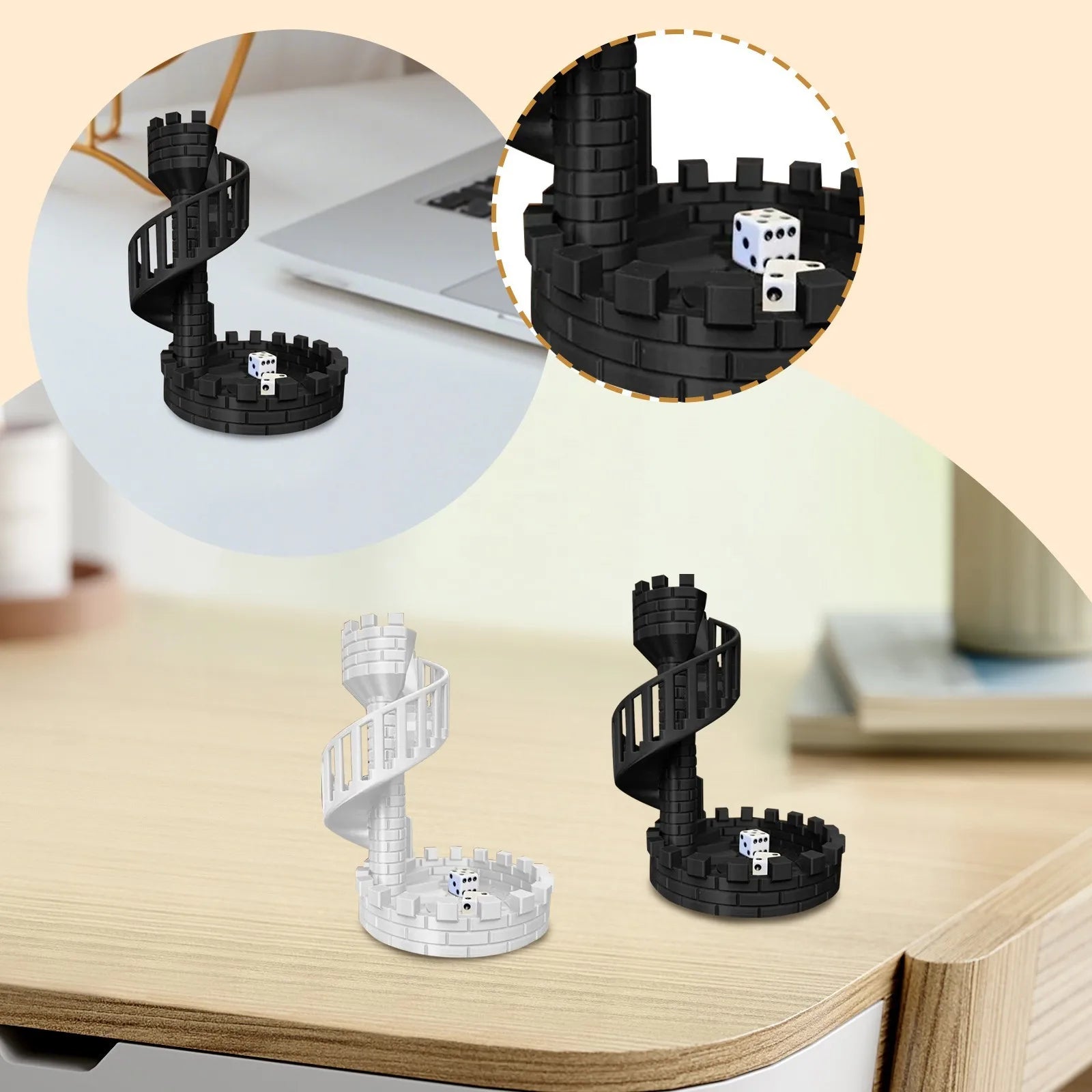 Décoration de table Château Tour de dés Tour de roulement de dés Tour de dés Thème de château romain antique Tour de roulement de dés Décoration de bureau