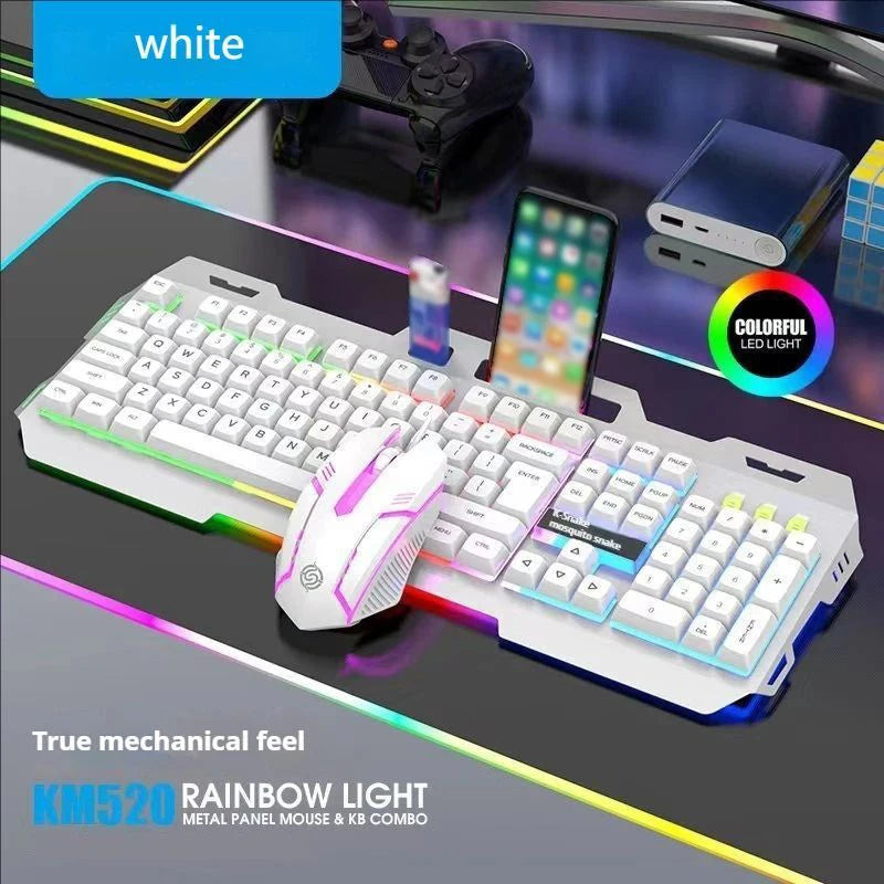 KM520 Keyboard And Mouse Set With Mechanical Touch Illuminated Wired USB Office Games Desktop Computer