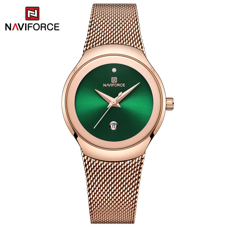 NAVIFORCE 2024 Relojes de mujer Lujo Oro Rosa Ultra Fino Reloj de Señora Lujo Impermeable Reloj de Pulsera de Cuarzo Mujer Reloj Femenino