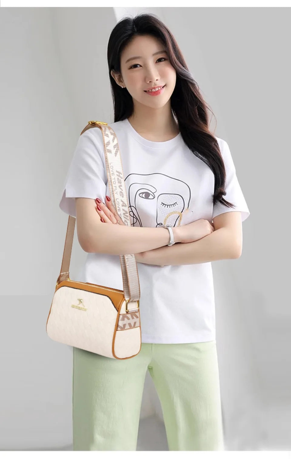Bolsos de lujo para mujer, bolsos de diseñador, bolsos cruzados para mujer, bandoleras de cuero suave Pu para madre, bolsos de mano de 3 capas