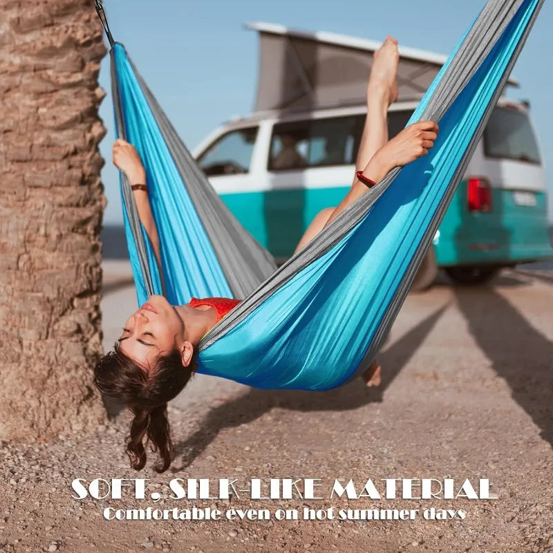 Hamaca de camping Accesorios de camping Equipo para exteriores e interiores con correas de árbol Hamacas ligeras de nailon para viajes de senderismo