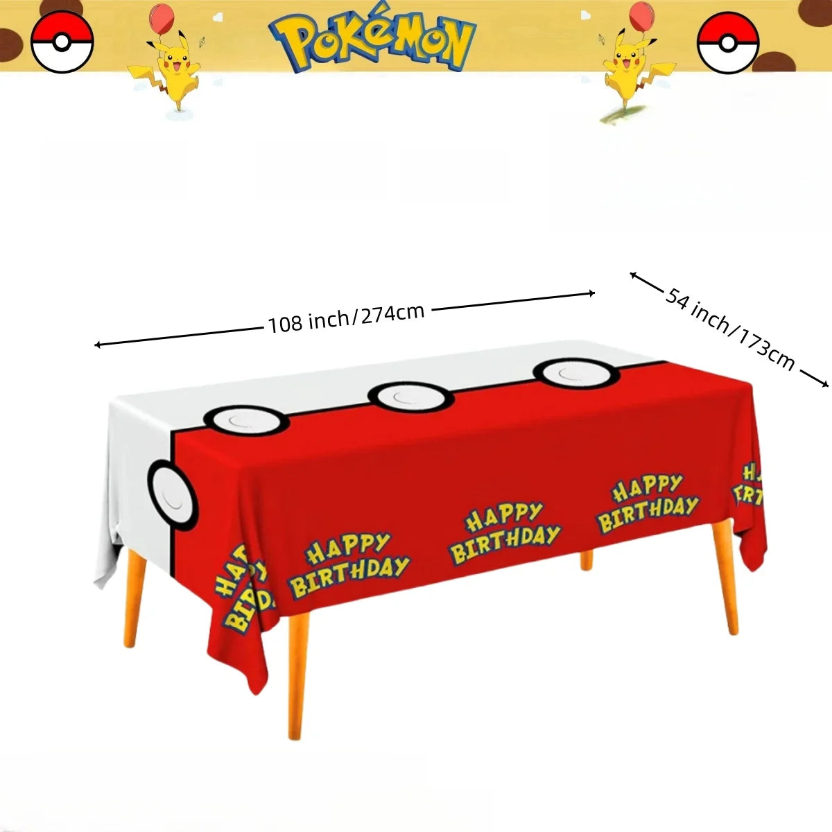 Mantel de Pokémon, decoración de fiesta de cumpleaños de Pikachu, mantel desechable, cubierta de mesa, baby shower, regalo de juguete para niños, suministros para fiestas
