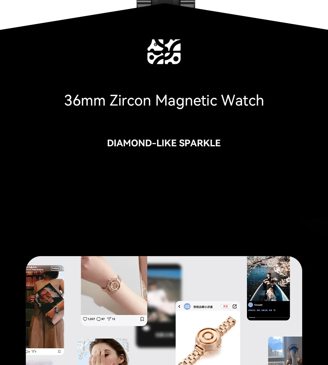 Reloj Magnético EUTOUR para Mujer con Diamantes | Cuarzo Impermeable | Correa de Lujo de Acero Inoxidable | Elegancia del Día a la Noche
