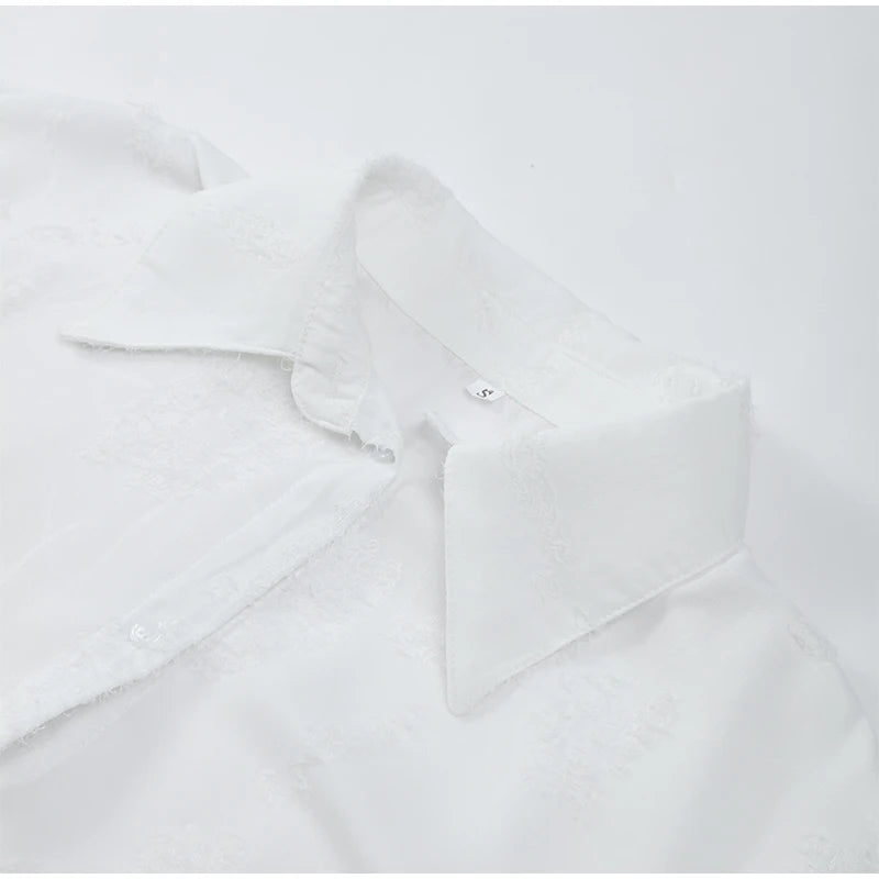 Conjunto de Falda Larga y Camisa con Borlas de Verano para Mujer Elegante Blanco Suelto Cintura Alta Plisada Maxi Faldas Trajes 2025 Ropa de Calle para Oficina