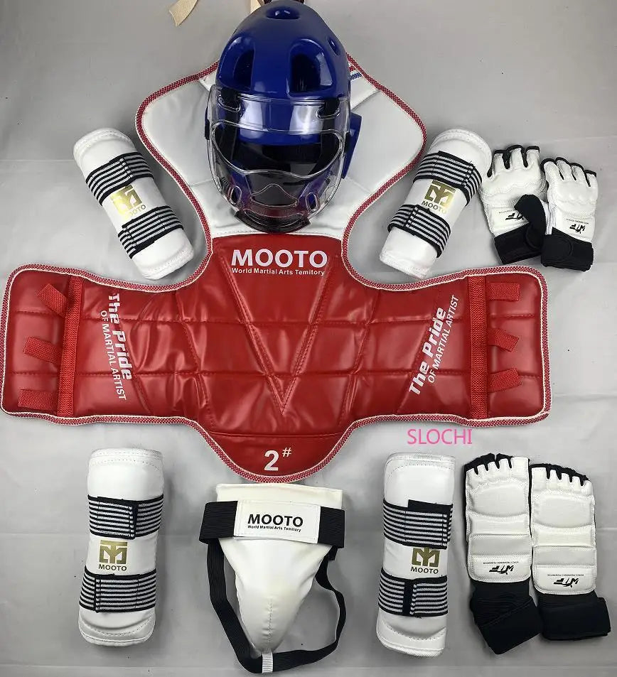 Set de entrenamiento de equipo de protección de combate de Taekwondo, equipo de combate real, conjunto de equipo de protección de artes marciales engrosado para competición