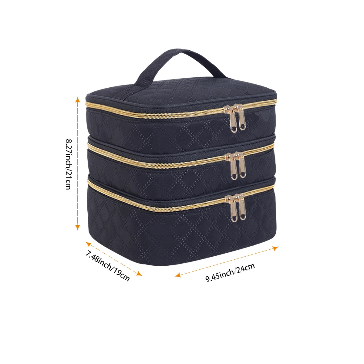Organizador de maquillaje acolchado de 3 capas