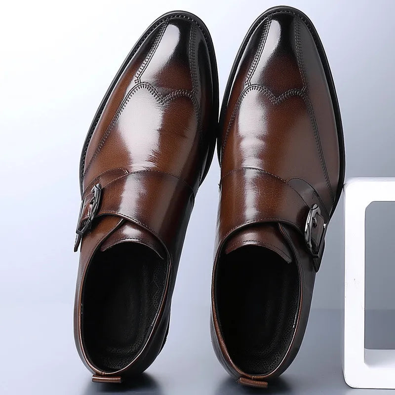 Zapatos de vestir de negocios para hombre con cierre, zapatos de cuero formales para hombre, calzado Oxford, mocasines Oxford de cuero de alta calidad para hombre