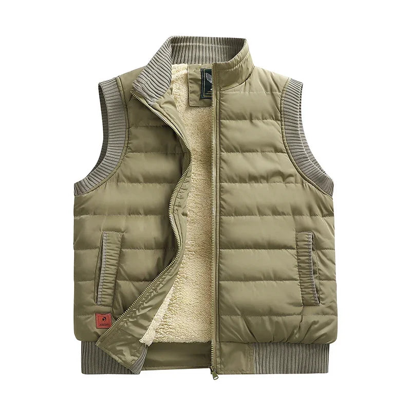 Chaleco de hombre, ligero, acolchado, grueso, sin mangas, chalecos polares, chaqueta de invierno para hombre, abrigo cálido, talla grande 6XL, para exteriores