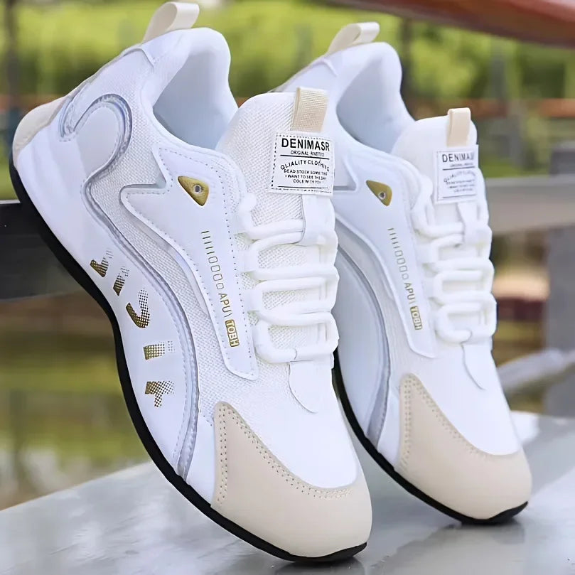 Zapatillas de Moda para Hombre de Cuero Casual Deportivas para Hombres Ligeras Antideslizantes Tenis Calzado Exterior Transpirable Zapatillas de Correr para Hombres