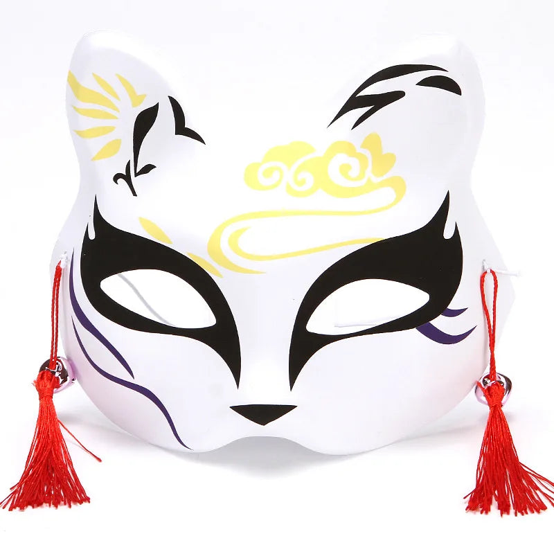 Máscara de conejo de estilo japonés, máscaras de media cara, zorros, conejo, accesorios de cosplay, máscaras de fiesta de disfraces de Halloween, máscara de anime para mujeres y hombres
