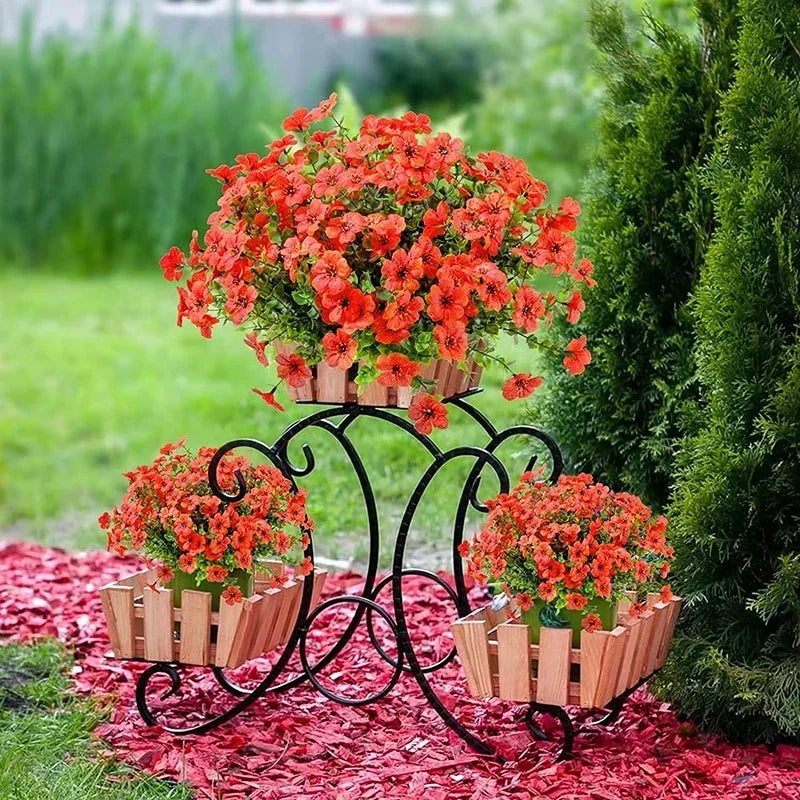 Flores artificiales para exterior, resistentes a los rayos UV, plantas sintéticas para jardín, bodas, hogar, cocina, decoración de granja, plantas artificiales