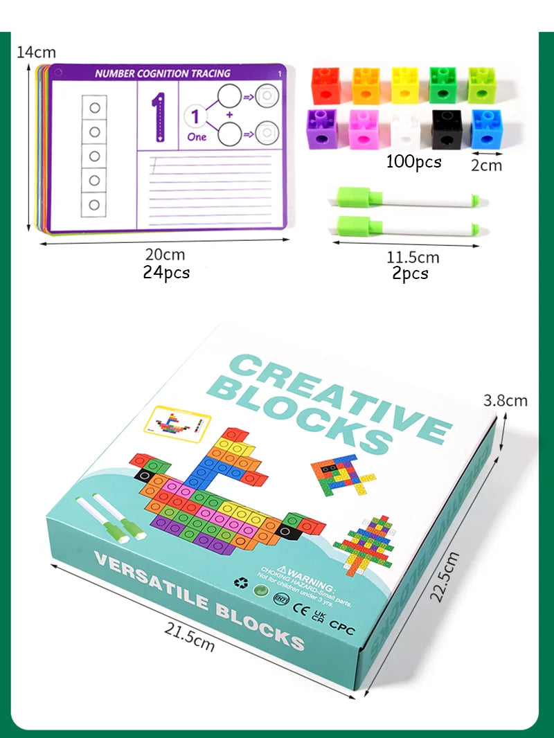 Cube magique, blocs de construction, jouets éducatifs pour enfants, blocs de construction DIY, jouets cubes, reconnaissance des couleurs, cadeaux d'anniversaire