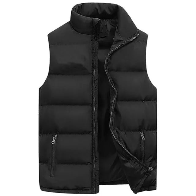 Chaleco de hombre, cálido sin mangas, chaquetas de invierno, impermeable, cremallera, abrigo de otoño, cuello alto, informal, chaleco, ropa de marca